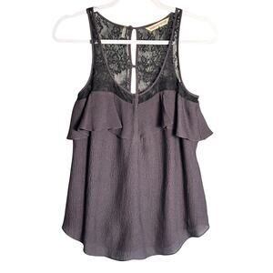 Rebecca‎ Taylor Sz 2 NWOT 100% Silk Textured Lace Cami Ruffle romantic goth